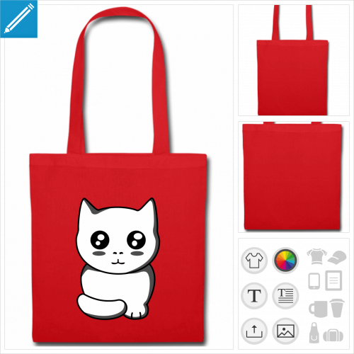 tote bag chaton kawaii  personnaliser et imprimer en ligne