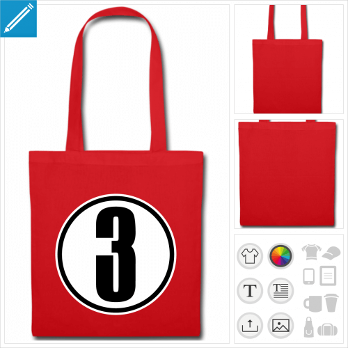 tote bag Numro 3  crer en ligne