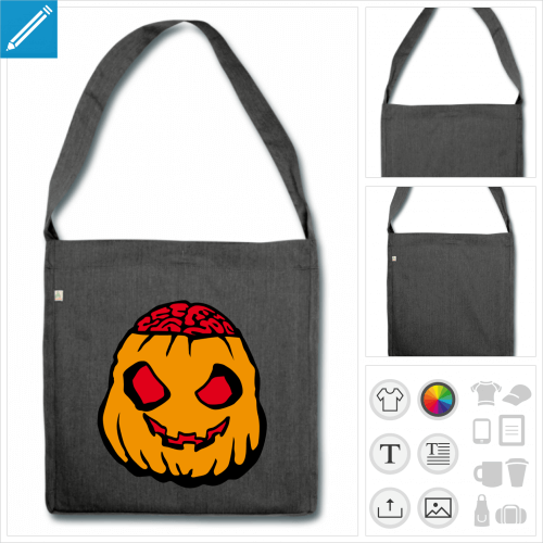 sac de courses citrouille halloween  personnaliser, impression unique