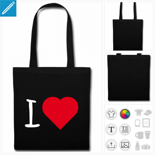 sac de courses coeur pointu  personnaliser