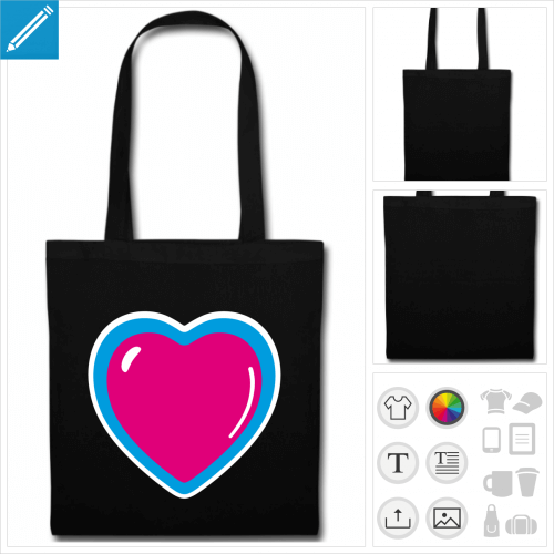 tote bag coeur  personnaliser