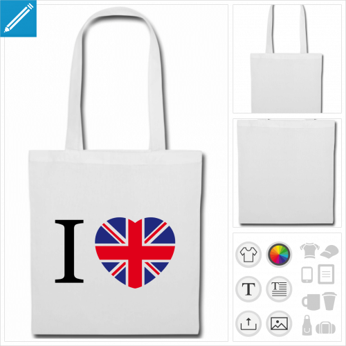 sac de courses Angleterre à personnaliser