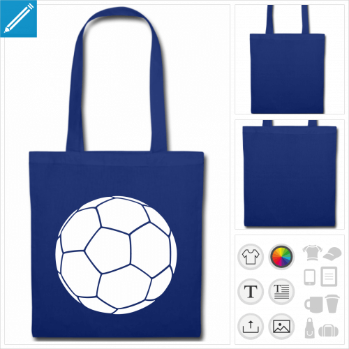 tote bag bleu football à imprimer en ligne
