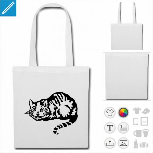 tote bag chat personnalisable, impression  l'unit