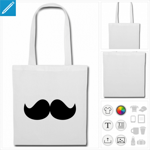 sac tote bag moustachu  personnaliser