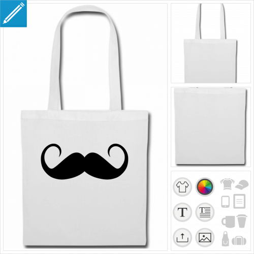 tote bag moustache  personnaliser et imprimer en ligne