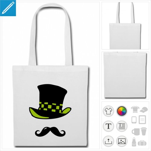 sac tote bag moustache rigolote personnalisable