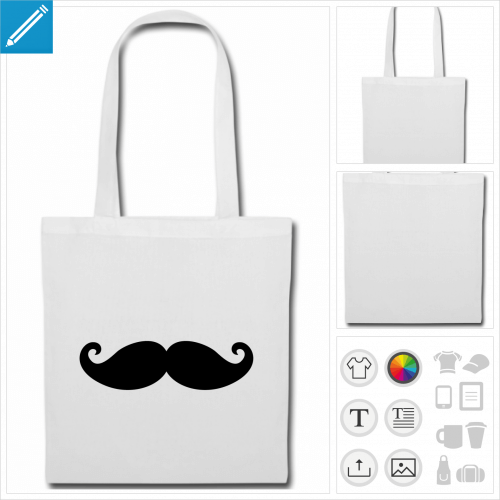 sac de courses moustachu  personnaliser en ligne