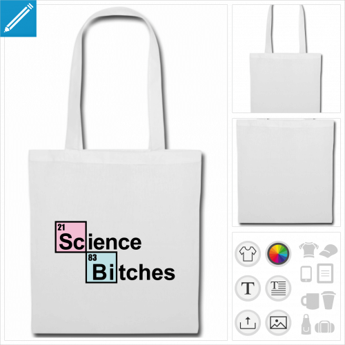 sac tissu science bitches  imprimer en ligne