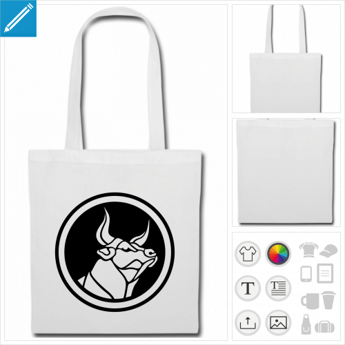 tote bag taureau  imprimer en ligne