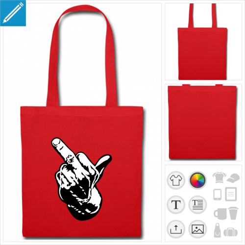 tote bag doigt d'honneur personnalisable