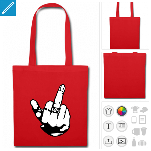 tote bag rouge doigt fuck personnalisable