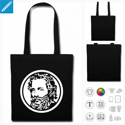 sac de courses Herman Melville personnalisable, impression  l'unit