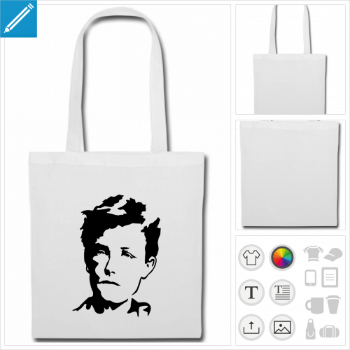 sac tote bag Rimbaud  personnaliser et imprimer en ligne