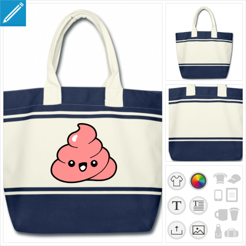 sac de courses emoji  personnaliser et imprimer en ligne