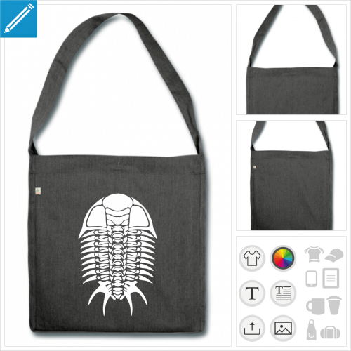 sac cabas trilobite personnalisable, impression  l'unit