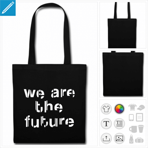 sac tote bag noir future  personnaliser