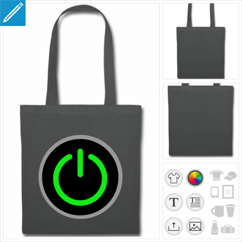 tote bag gris game  personnaliser, impression unique