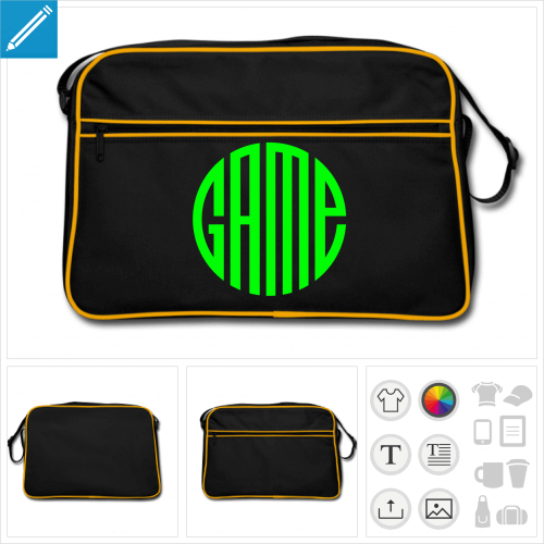 sac bandoulire noir gaming  personnaliser