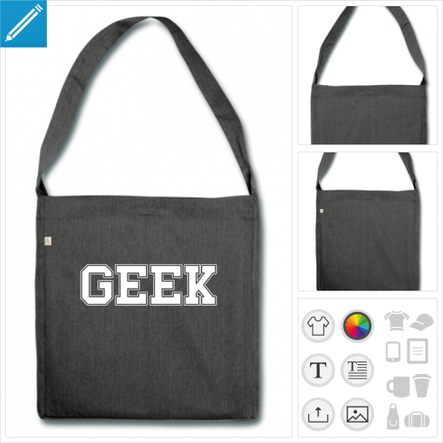 sac cabas geeks personnalisable, impression  l'unit