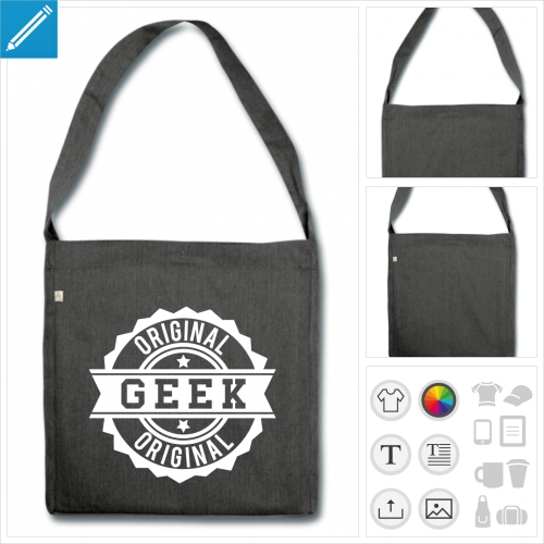 sac  bandoulire tampon geek  personnaliser