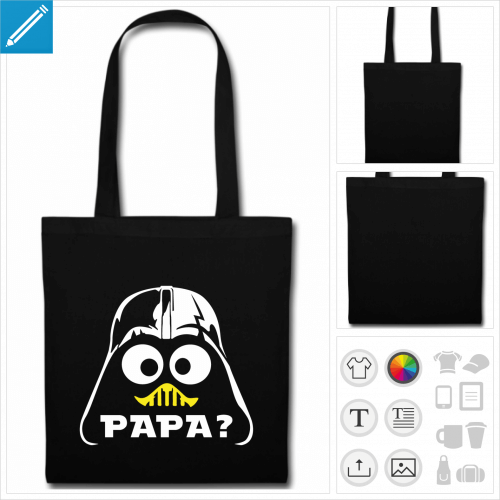 sac tissu noir darth vador  crer en ligne