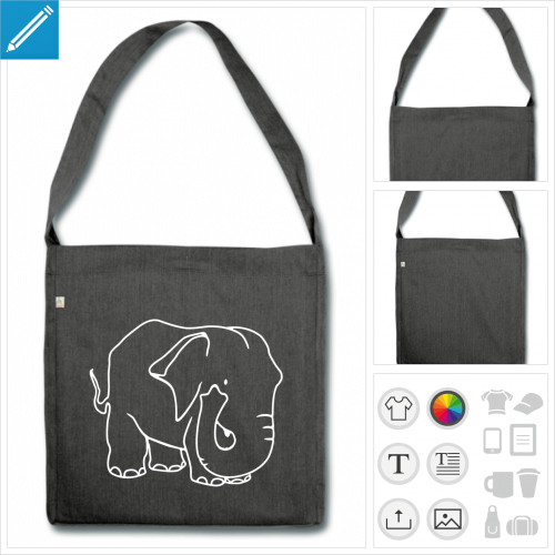 sac cabas lphant  personnaliser, impression unique