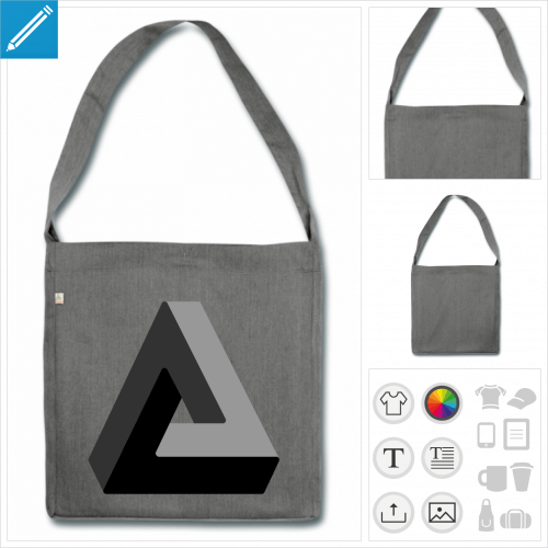 sac triangle impossible personnalisable, impression  l'unit