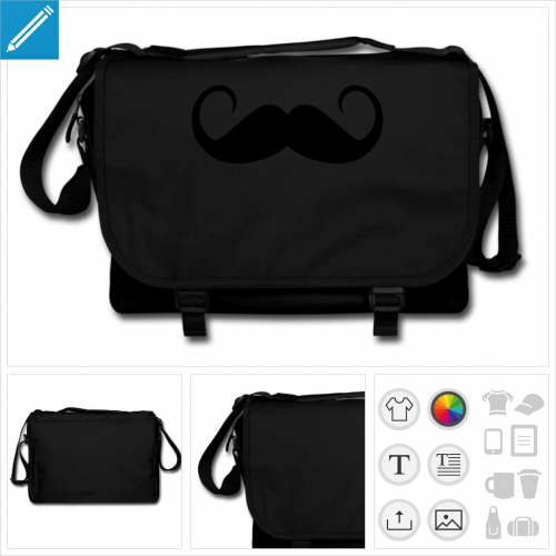 sac  bandoulire moustache rigolote personnalisable, impression  l'unit