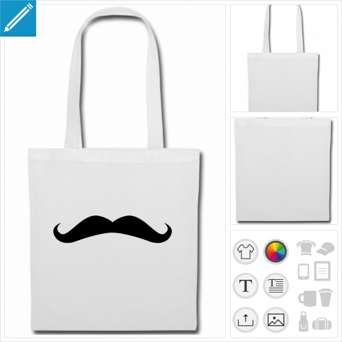 sac tissu moustache  personnaliser et imprimer en ligne