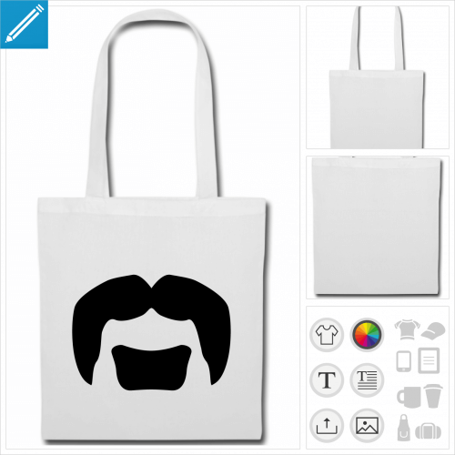 tote bag rouge moustache hipster  imprimer en ligne