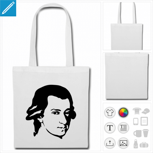 tote bag mozart  personnaliser, impression unique