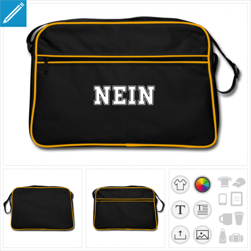 sac bandoulire noir nein non  personnaliser