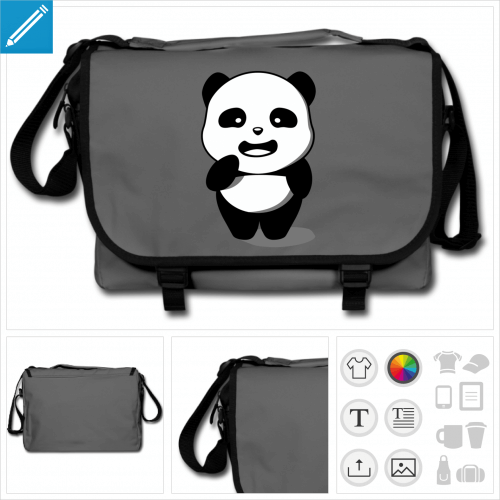 sac  bandoulire panda  personnaliser, impression unique