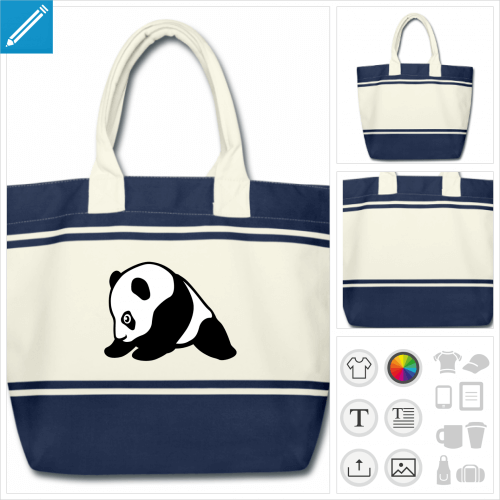 sac panda personnalisable, impression  l'unit