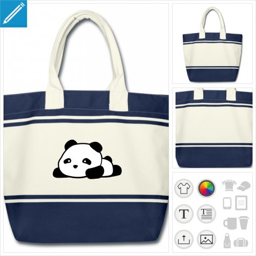 cabas blanc et bleu panda kawaii  crer soi-mme