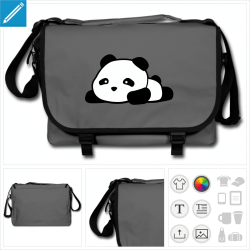 sac de cours panda kawaii rigolo personnalisable