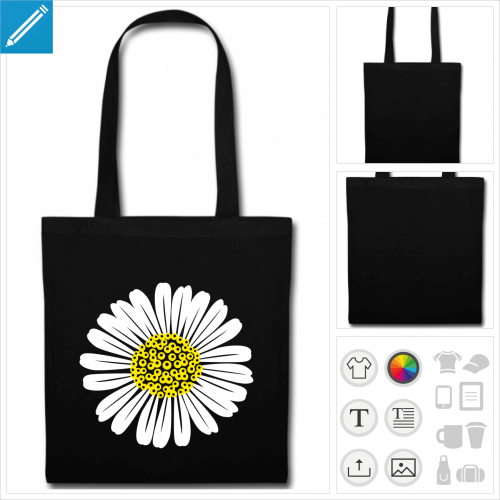 sac de courses fleur  personnaliser et imprimer en ligne