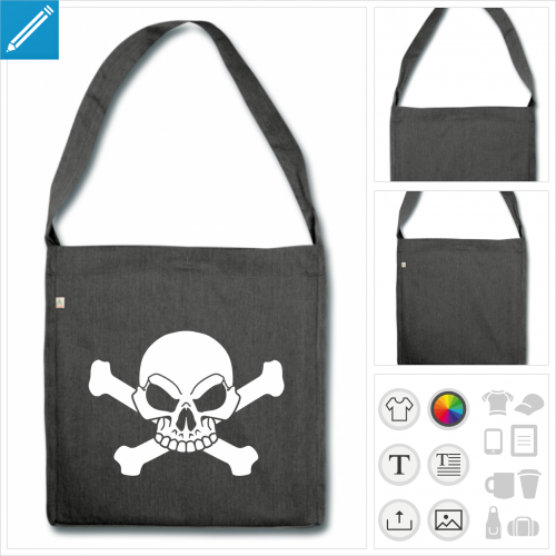 sac  bandoulire tte de mort  personnaliser et imprimer en ligne