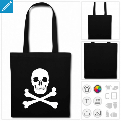 tote bag tte de mort os  personnaliser et imprimer en ligne