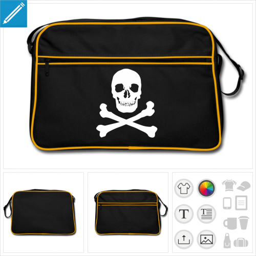 sac sport pirate os croiss personnalisable, impression  l'unit