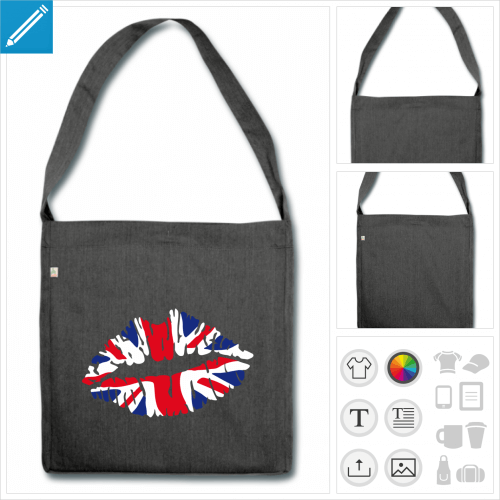 sac  bandoulire union jack  personnaliser, impression unique