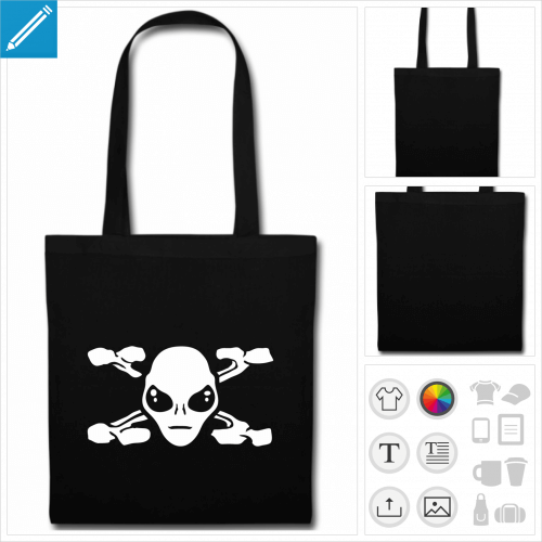 sac tote bag noir extraterrestre  personnaliser