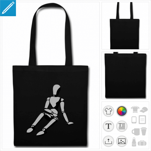 sac tote bag noir mannequin  imprimer en ligne