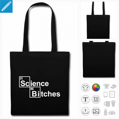 tote bag geek science  crer en ligne