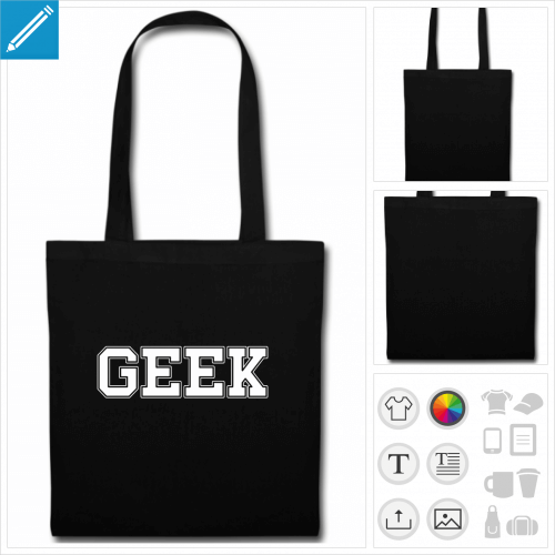 sac tote bag noir geeks  crer soi-mme