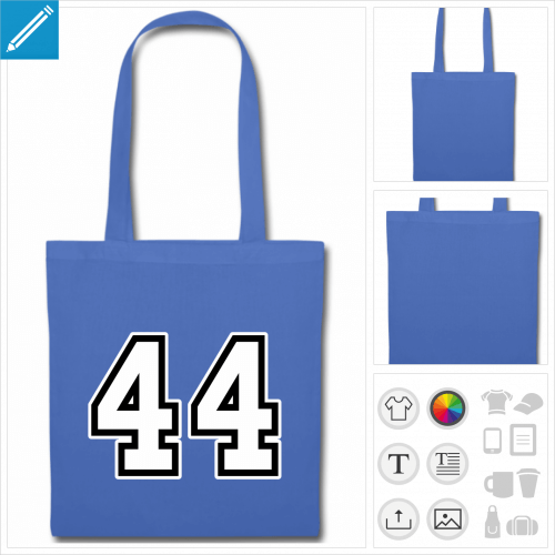 tote bag bleu Numro 44  personnaliser en ligne