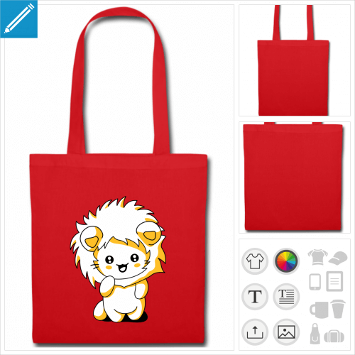 tote bag rouge kawaii  crer en ligne