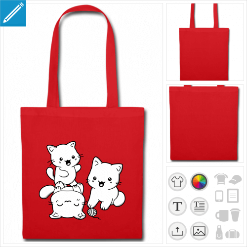 tote bag chatons kawaii  imprimer en ligne