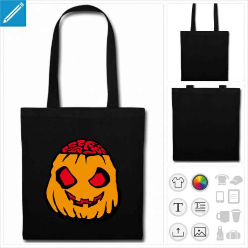 tote bag citrouille halloween  personnaliser en ligne